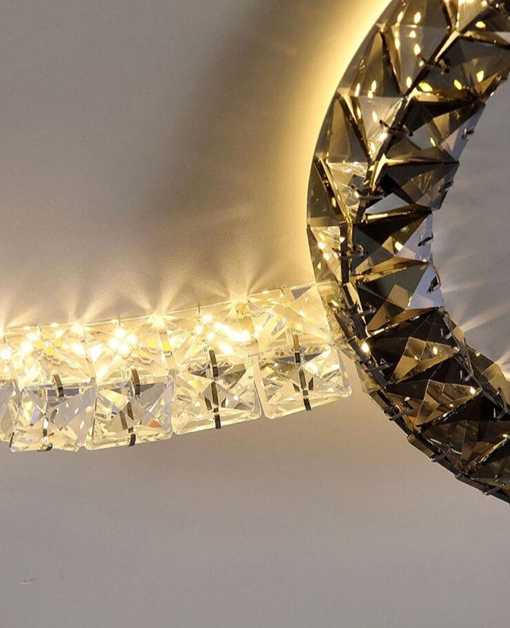 Modern Crystal Lapping Circles Lux Ceiling Light