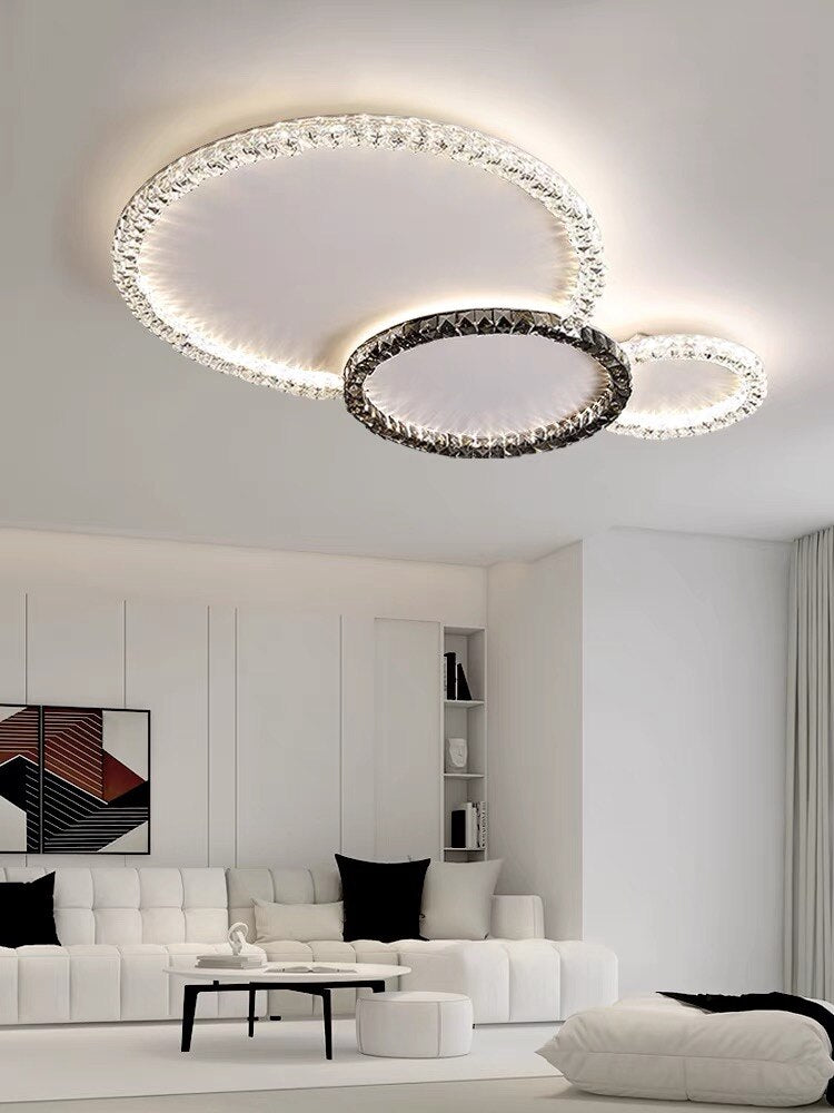 Modern Crystal Lapping Circles Lux Ceiling Light