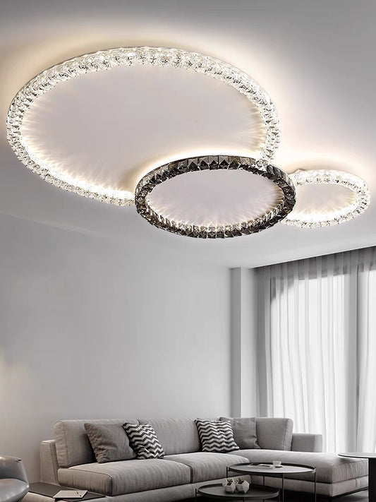 Modern Crystal Lapping Circles Lux Ceiling Light