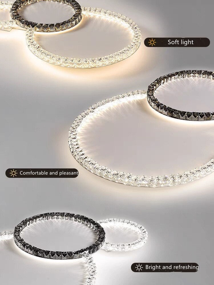 Modern Crystal Lapping Circles Lux Ceiling Light