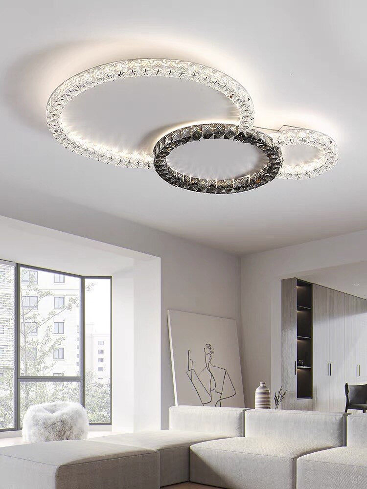 Modern Crystal Lapping Circles Lux Ceiling Light