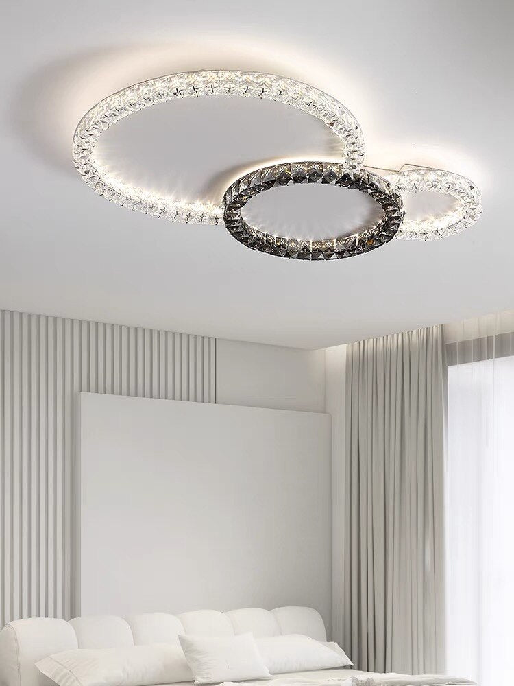 Modern Crystal Lapping Circles Lux Ceiling Light