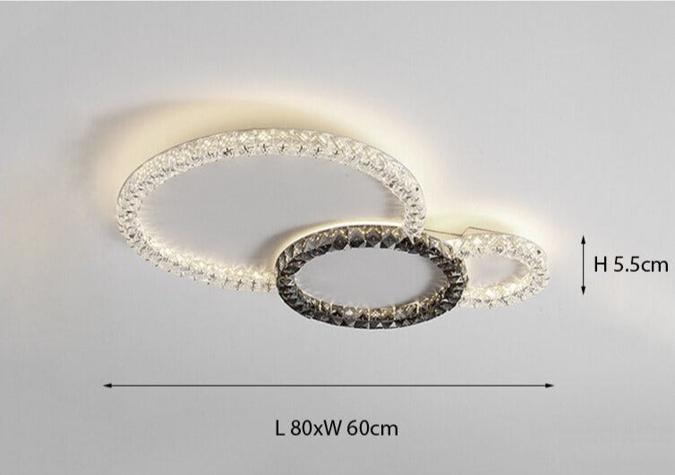 Modern Crystal Lapping Circles Lux Ceiling Light